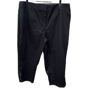 Requirements size 22 jet black cropped pants with beaded trim